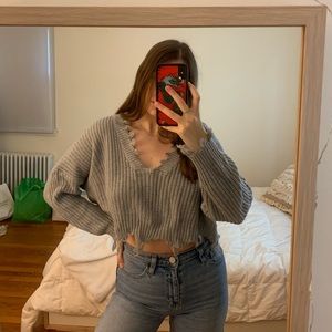 Distressed Gray Sweater